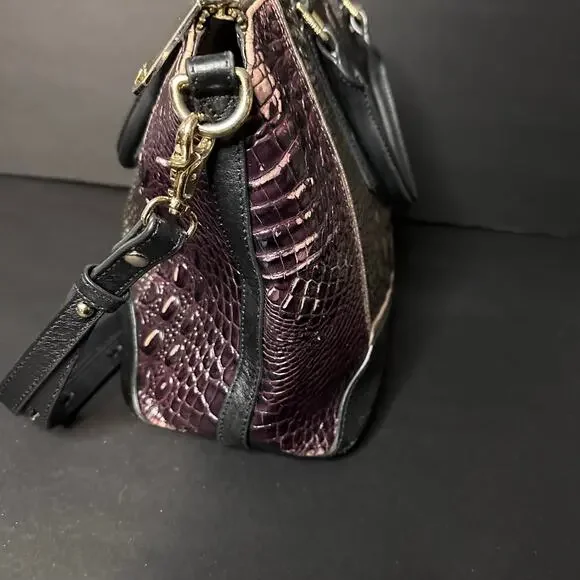 Brahmin Duxbury Croc Embossed Stachel Bag Purse Plum Brown Please READ details - Picture 8 of 12
